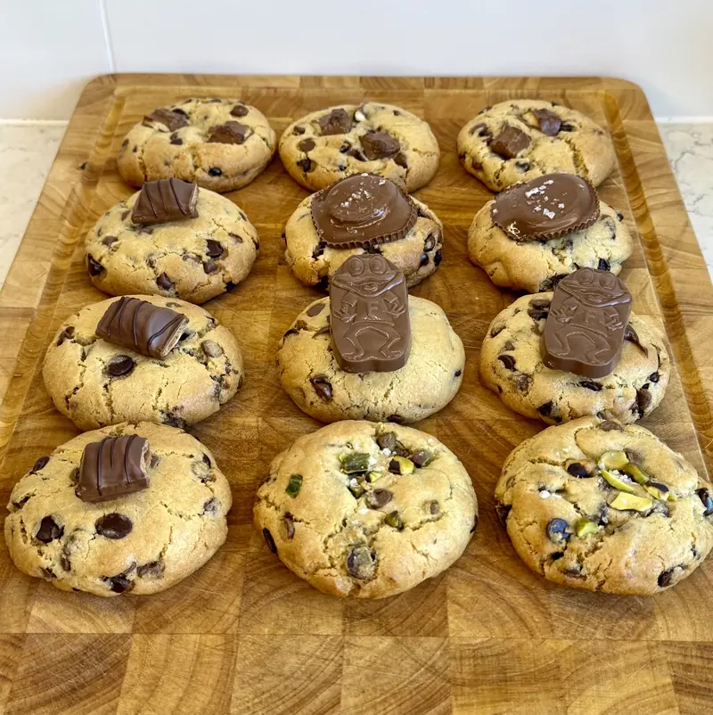 Assortment of handcrafted chunky cookies